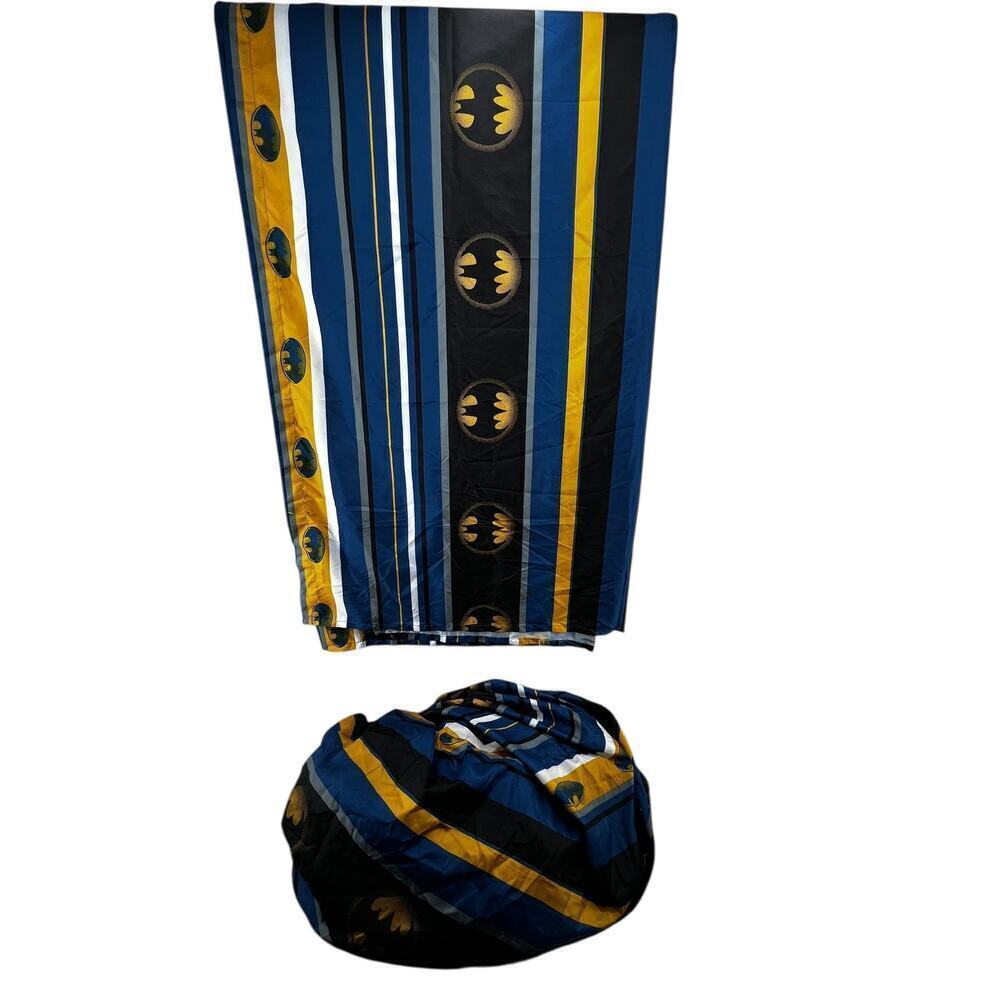 Batman Striped Full Size Sheet Set by Franco Manufacturing – Blue Yellow Black